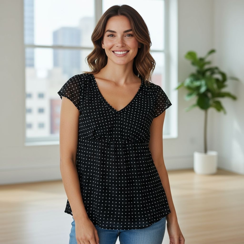 2 For $10 Rafaella Polka Dot Tunic Top